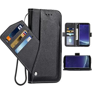 asuwish compatible with lg v60 thinq v60thinq 5g g9 thin q wallet case wrist strap lanyard leather flip card holder stand cell accessories phone cover for lgv60 v 60 60thinq 60v women men black