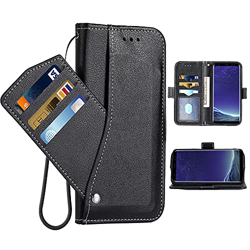 Asuwish Compatible with LG V60 ThinQ V60ThinQ 5G G9 Thin Q Wallet Case Wrist Strap Lanyard Leather Flip Card Holder Stand Cell Accessories Phone Cover for LGV60 V 60 60ThinQ 60V Women Men Black