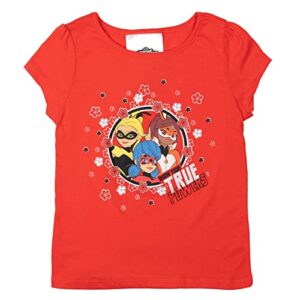 Miraculous Ladybug Rena Rouge Little Girls 3 Piece Outfit Set: T-Shirt Skirt Headband Red 6-6X