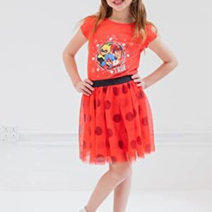 Miraculous Ladybug Rena Rouge Little Girls 3 Piece Outfit Set: T-Shirt Skirt Headband Red 6-6X