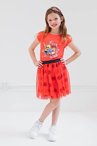 Miraculous Ladybug Rena Rouge Little Girls 3 Piece Outfit Set: T-Shirt Skirt Headband Red 6-6X