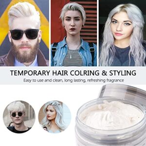 Hair Color Wax, Instant White Hair Wax 4.23 oz, Unisex Natural Hairstyle Pomade Cream, Temporary Hair Pomades for for Party, Cosplay, Halloween