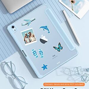 TiMOVO Case for iPad Air 5th/4th Generation 10.9 inch, iPad Air 5/4 Case with Pencil Holder, [Support Apple Pencil Charging and Touch ID], Clear Transparent Case with Auto Wake/Sleep, Sky Blue