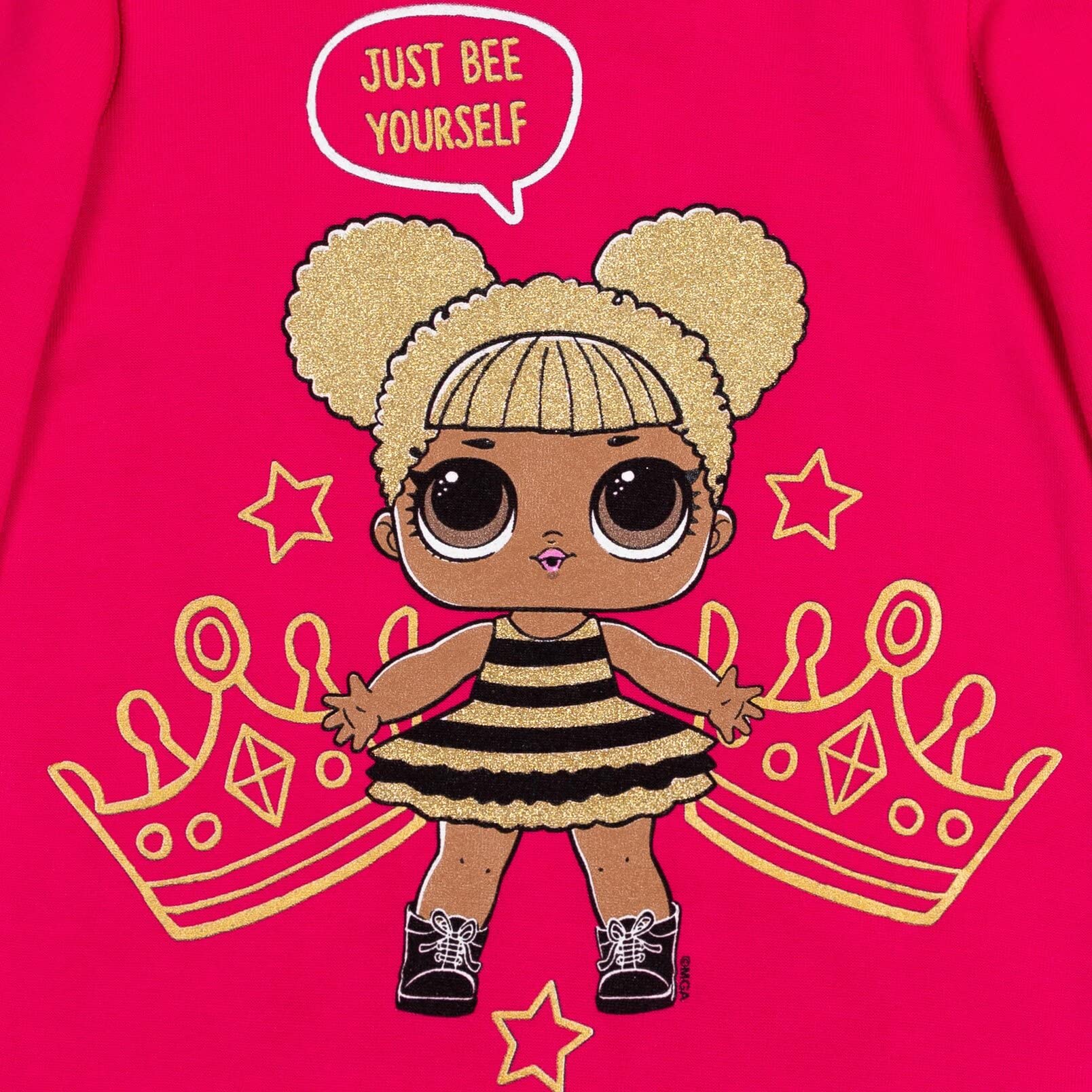 L.O.L. Surprise! Queen Bee Big Girls Fleece Pullover Hoodie Pink 10-12