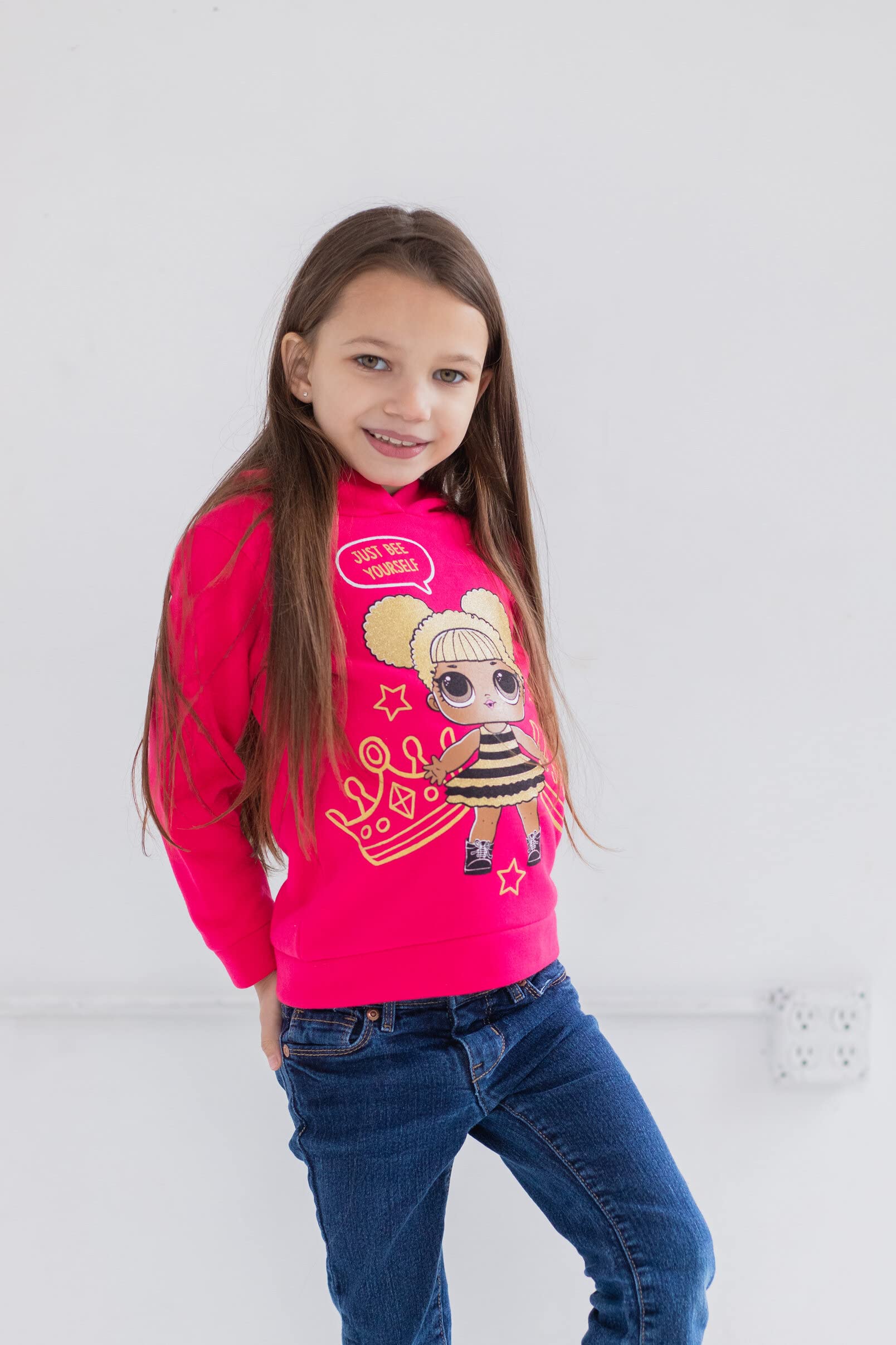 L.O.L. Surprise! Queen Bee Big Girls Fleece Pullover Hoodie Pink 10-12