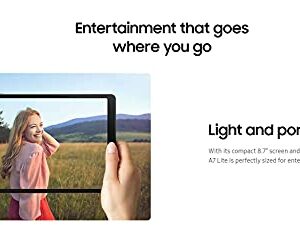SAMSUNG Galaxy Tab A7 Lite (2021, 32GB, 3GB RAM) 8.7" (WiFi + Cellular) 5100mAh Battery, Android 11, 4G LTE Tablet GSM Unlocked, International Model - SM-T225 (Fast Car Charger Bundle, Gray)