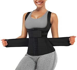 eleady waist trainer vest for women corset trimmer belt slimming body shaper tummy control cincher workout girdle (black, medium)