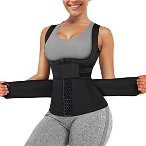 Eleady Waist Trainer Vest for Women Corset Trimmer Belt Slimming Body Shaper Tummy Control Cincher Workout Girdle (Black, Medium)