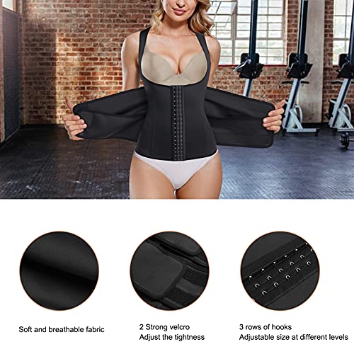 Eleady Waist Trainer Vest for Women Corset Trimmer Belt Slimming Body Shaper Tummy Control Cincher Workout Girdle (Black, Medium)