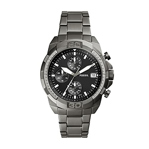 Fossil Men's Bronson Quartz Stainless Steel Chronograph Watch, Color: Smoke (Model: FS5852)