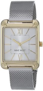 nine west women's japanese quartz dress watch with stainless steel strap, silver, 18 (model: nw/2091svtt)