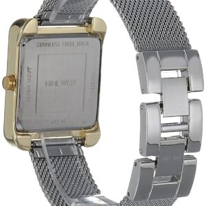 Nine West Women's Japanese Quartz Dress Watch with Stainless Steel Strap, Silver, 18 (Model: NW/2091SVTT)