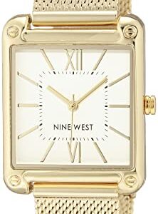 NINE WEST Women's Japanese Quartz Dress Watch with Stainless Steel Strap, Gold, 18 (Model: NW/2090CHGB)