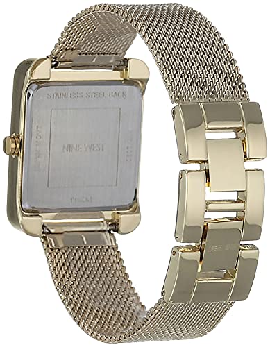 NINE WEST Women's Japanese Quartz Dress Watch with Stainless Steel Strap, Gold, 18 (Model: NW/2090CHGB)