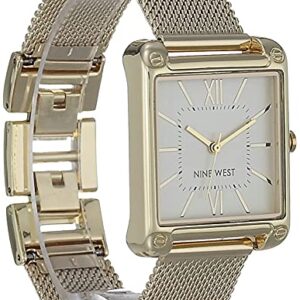 NINE WEST Women's Japanese Quartz Dress Watch with Stainless Steel Strap, Gold, 18 (Model: NW/2090CHGB)