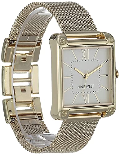 NINE WEST Women's Japanese Quartz Dress Watch with Stainless Steel Strap, Gold, 18 (Model: NW/2090CHGB)