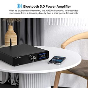 SMSL AO200 Digital Power Amplifier MA12070×2 Chip 150W×150W USB/XLR/RCA Input 2 Channel HiFi Desktop Amp with Remote Control for Subwoofer/Passive Speaker