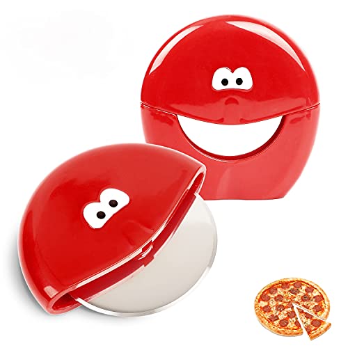 Pizza Cutter Wheel - 2 Pack Pizza Slicer Cutter，3 Inch Super Sharp Stainless Steel Blade with Protective Plastic Guard Cover and Easy To Clean (Red)