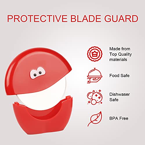 Pizza Cutter Wheel - 2 Pack Pizza Slicer Cutter，3 Inch Super Sharp Stainless Steel Blade with Protective Plastic Guard Cover and Easy To Clean (Red)