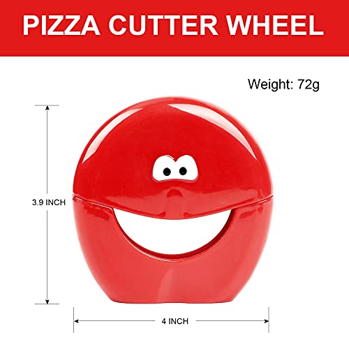 Pizza Cutter Wheel - 2 Pack Pizza Slicer Cutter，3 Inch Super Sharp Stainless Steel Blade with Protective Plastic Guard Cover and Easy To Clean (Red)