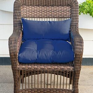 QILLOWAY Outdoor Patio Wicker Seat Cushions Group Loveseat/Two U-Shape/Two Lumbar Pillows for Patio Furniture,Wicker Loveseat,Bench,Porch,Settee of 5 (Navy Blue)