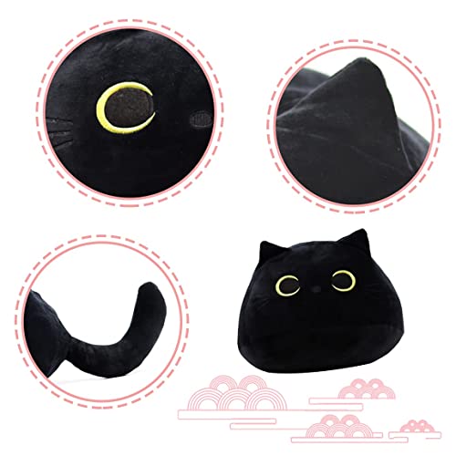 iBccly Black Cat Plush Toy 16'' Black Cat Pillow,Soft Plush Doll Cat Plushie Cat Pillow,Stuffed Animal Soft Plush Pillow Baby Plush Toys Cat Shape Design Sofa Pillow Decoration Doll (B)