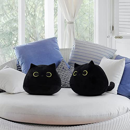 iBccly Black Cat Plush Toy 16'' Black Cat Pillow,Soft Plush Doll Cat Plushie Cat Pillow,Stuffed Animal Soft Plush Pillow Baby Plush Toys Cat Shape Design Sofa Pillow Decoration Doll (B)