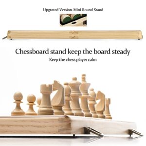 A&A 15" Magnetic Wooden Chess Set/Folding Board / 3" King Height German Knight Staunton Chess Pieces/Walnut & Maple Inlaid /2 Extra Queen/Board Games Chess Sets for Adults and Kids