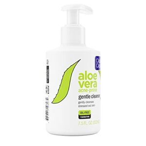 Clean & Clear Aloe Vera Gentle Facial Cleanser for Acne-Prone & Sensitive Skin, Oil-Free Daily Face Wash with Aloe Vera, Vegan, No Animal Testing, Paraben-, Soap- & Dye-Free, 7.5 fl. oz