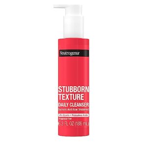 neutrogena stubborn texture daily acne facial cleanser, salicylic acid face wash + glycolic & polyhydroxy acids, fragrance-free, 6.3 fl. oz