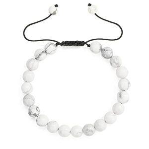 MengPa Beads Bracelets Mens Lava Rock Stone Beaded Anxiety Essential Oil Volcanic Bracelet Set Howlite-White US4557B