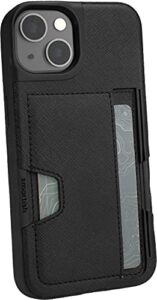 smartish iphone 13 wallet case - wallet slayer vol. 2 [slim + protective] credit card holder with kickstand - black tie affair