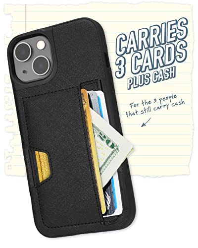 Smartish iPhone 13 Wallet Case - Wallet Slayer Vol. 2 [Slim + Protective] Credit Card Holder with Kickstand - Black Tie Affair