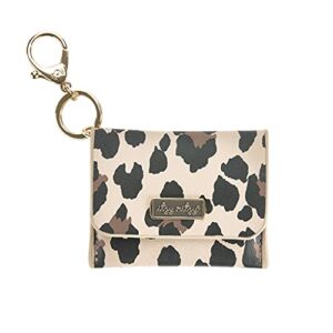 itzy ritzy – itzy mini wallet card holder & key chain charm; can clip to diaper bag, purse, travel bag or keychain; leopard