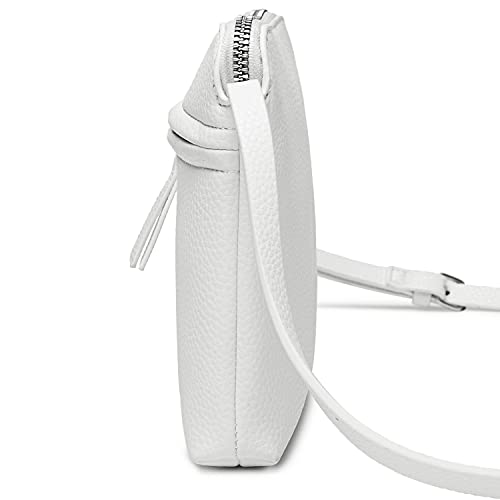 DAVIDJONES Top Zip Crossbody Bags for Women, Faux Leather Small Envelope Shoulder Bag Cell Phone Crossbody Purse with Long Strap-Ivory White Purse