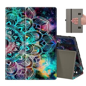 coowps folio case for amazon fire hd 10 (only fit 11th generation, 2021 release) and fire hd 10 plus tablet - slim folding stand cover with auto wake/sleep & hand strap, mandala flower