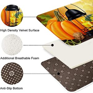 ArtSocket Bathroom Rugs and Mats Set 2 Piece, Bathroom Rugs Non Slip, Fall Sunflower Pumpkins Absorbent Microfiber Memory Foam Bath Mat Machine Washable Bathroom Floor Mats