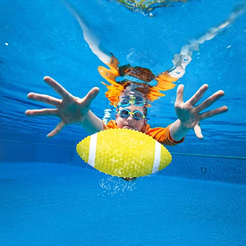 Hiboom Swimming Pool Football, Water Footballs for Pool for Under Water Passing, Dribbling, Beach Football Waterproof, Pool Water Diving Game Toys for Teens Adults, Ball Fills with Water (Yellow)