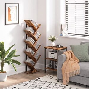 HOOBRO Tree Bookshelf, 9-Tier Bookcase Wooden Shelves, Floor Standing Storage Rack, for Display of CDs, Books in Living Room, Home Office, Wood Storage Rack for Bedroom, Rustic Brown BF08SJ01