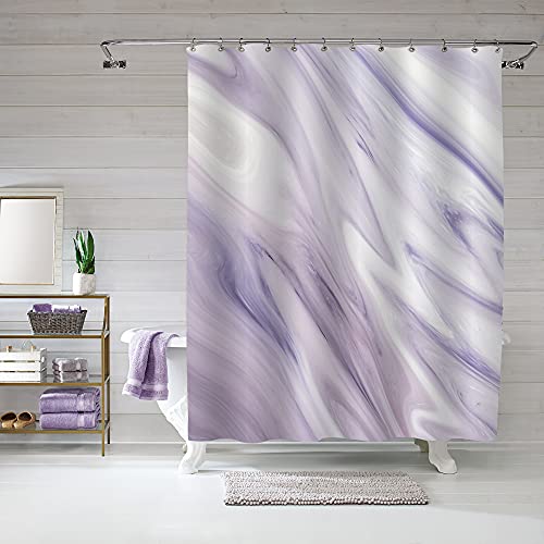 MitoVilla Purple Marble Shower Curtain Set, Abstract Fabric Curtain for Bathroom Decor, Modern Standard Curtain for Bathtub, Lavender Washable , 72 x 72