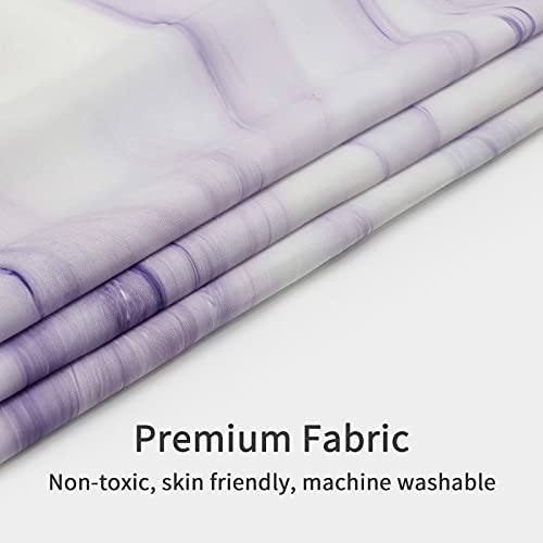 MitoVilla Purple Marble Shower Curtain Set, Abstract Fabric Curtain for Bathroom Decor, Modern Standard Curtain for Bathtub, Lavender Washable , 72 x 72