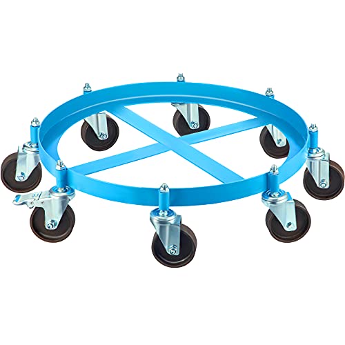 VEVOR Drum Dolly, 55 Gallon Drum Cart Dolly, Oil Drum Dolly with 2000 Lbs Capacity, Grease Drum Dolly with 8 Cast Iron Swivel Casters, Non Tipping for Workshops, Factories, Warehouses, Shops, Docks