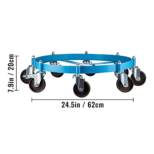 VEVOR Drum Dolly, 55 Gallon Drum Cart Dolly, Oil Drum Dolly with 2000 Lbs Capacity, Grease Drum Dolly with 8 Cast Iron Swivel Casters, Non Tipping for Workshops, Factories, Warehouses, Shops, Docks