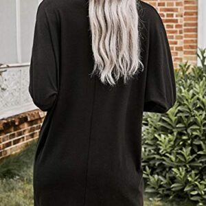 Dokotoo Womens Comfy Casual Winter Long Sleeve T Shirt Tunics Tops Blouse Fashion Oversized Shirts Tunic with Pockets Tops for Leggings Summer Autumn Spring (US 16-18) XL,Black