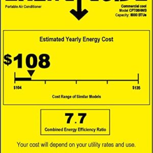 Commercial Cool CPT08HWB Air Conditioner with Remote Control Portable AC, 12000 BTU+HEAT, White