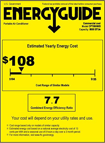 Commercial Cool CPT08HWB Air Conditioner with Remote Control Portable AC, 12000 BTU+HEAT, White
