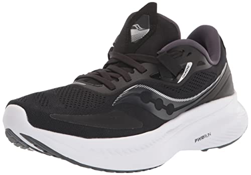 Saucony Women's Guide 15 Running Shoe, Black/White, 8