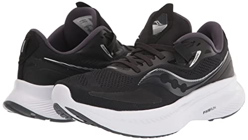 Saucony Women's Guide 15 Running Shoe, Black/White, 8