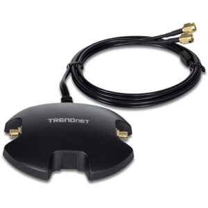 trendnet magnetic dual antenna mounting base rp-sma female with rp-sma male extension cable, extends two wireless antennas up to 1m (3.3 ft.), black, tew-lb101
