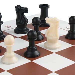 Andux Chess Game Set Chess Pieces and Rollable Board QPXQ-01 (Brown,42x42cm)